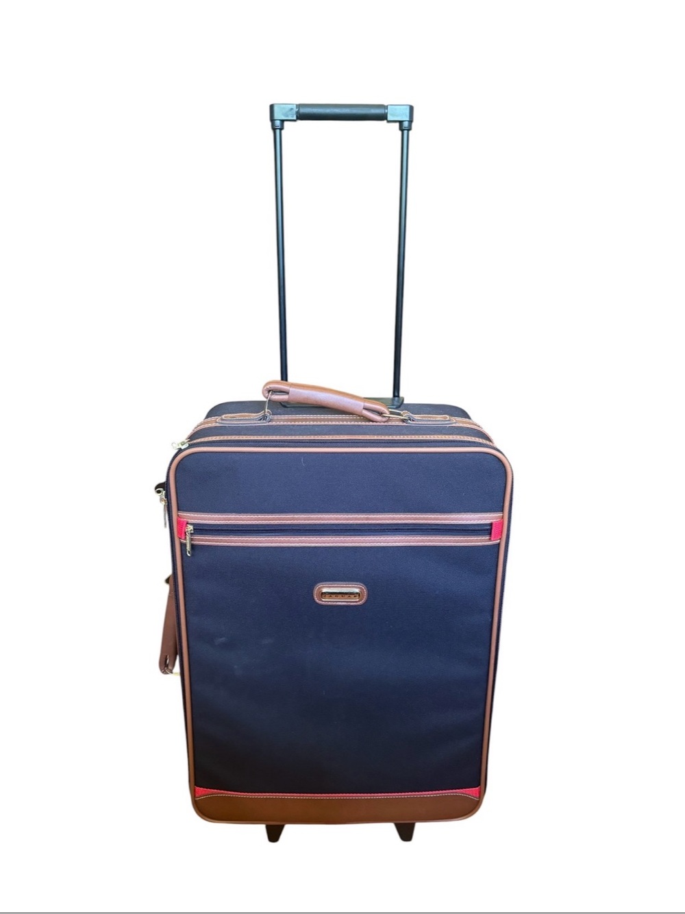 Vintage 1990s Jaguar Navy Blue & Leather Medium 21” Vintage Jaguar Suitcase